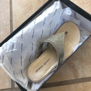 Andrew Geller silver studded sandals